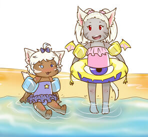 Luna with her friend Sami